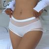 Sexy Women Mesh Satin Mid-waist Panties Lace Transparent Underwear Ladies Silky Temptation G String Comfortable Lingerie