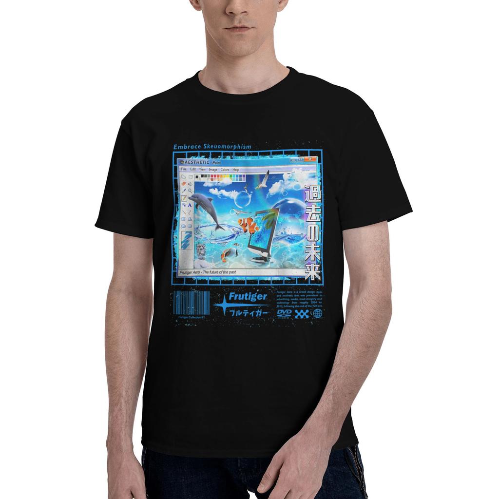 Frutiger Aero Модная Коллекция Футболка Хлопковые Топы Дизайн Особый Уличный Классическая Футболка