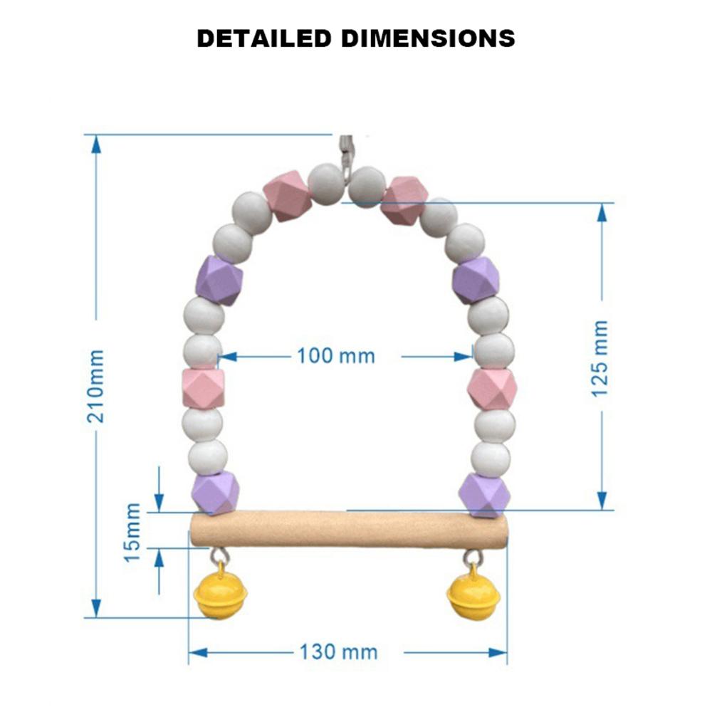 Pet Toy Parrot Bird Swing Macaron Colored Bell Solid Wood Environmentally Friendly Hanging Bird Cage Stand Pole Pet Supplies