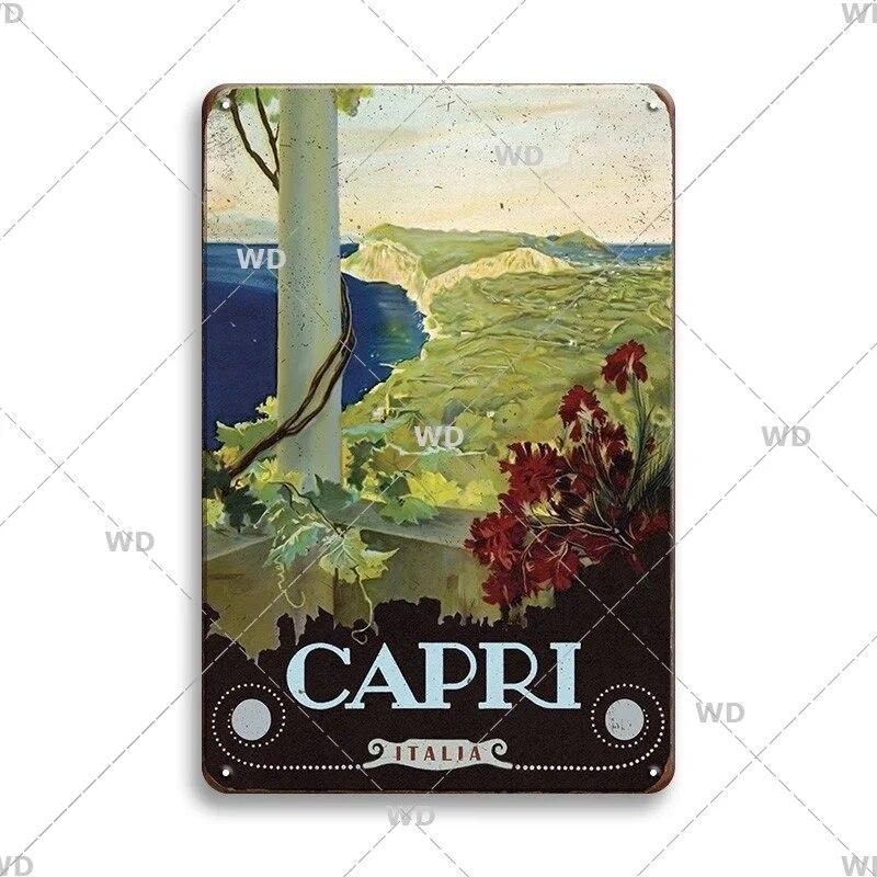 Tin Sign Landscape Paris Havana Tokyo Sydney Malibu Los Angeles Chicago City Metal Vintage Plaque Retro Decorative Plate Decor