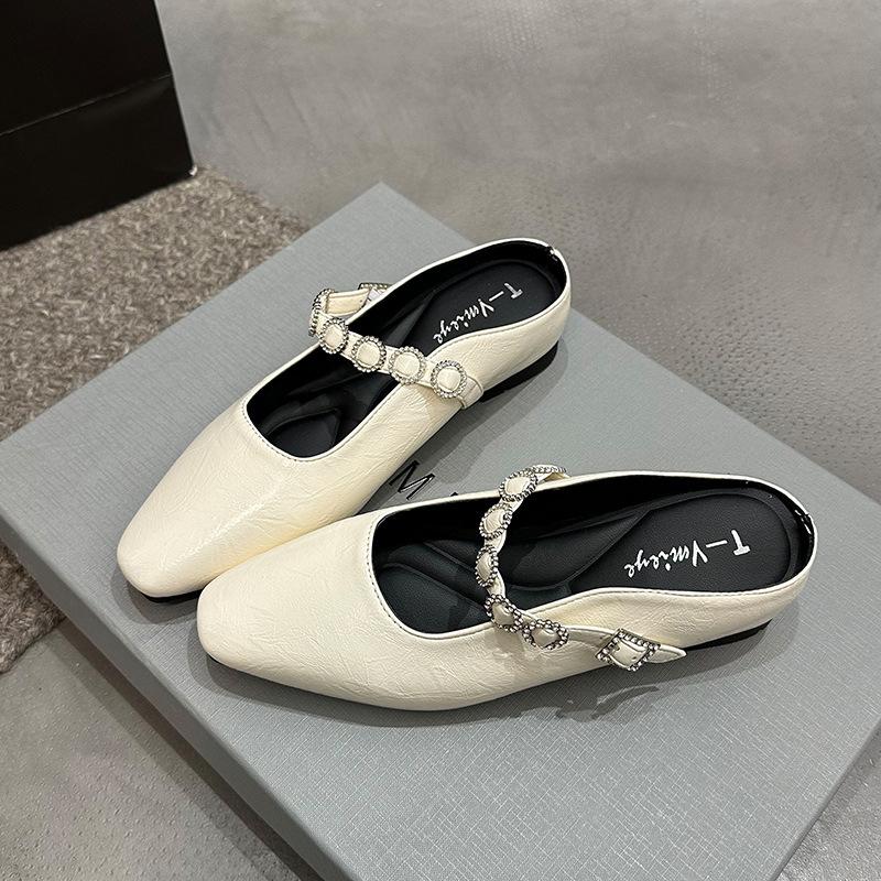 French Inner Heightening Bag Head Half Slippers Women's Summer Outer Wear 2025 New One-pedal with Skirt Single Shoes Cool Slippers
