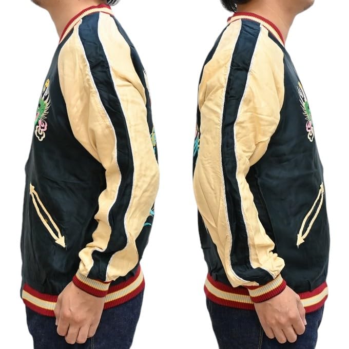 Tailor Toyo Aging Souvenir Jacket Sukajan ОРЕЛ ДРАКОН ЗЕЛЕНЫЙ ДРАКОН Tailor Toyo TT15545-119 & × (JP, Алфавит, XL, Черный)