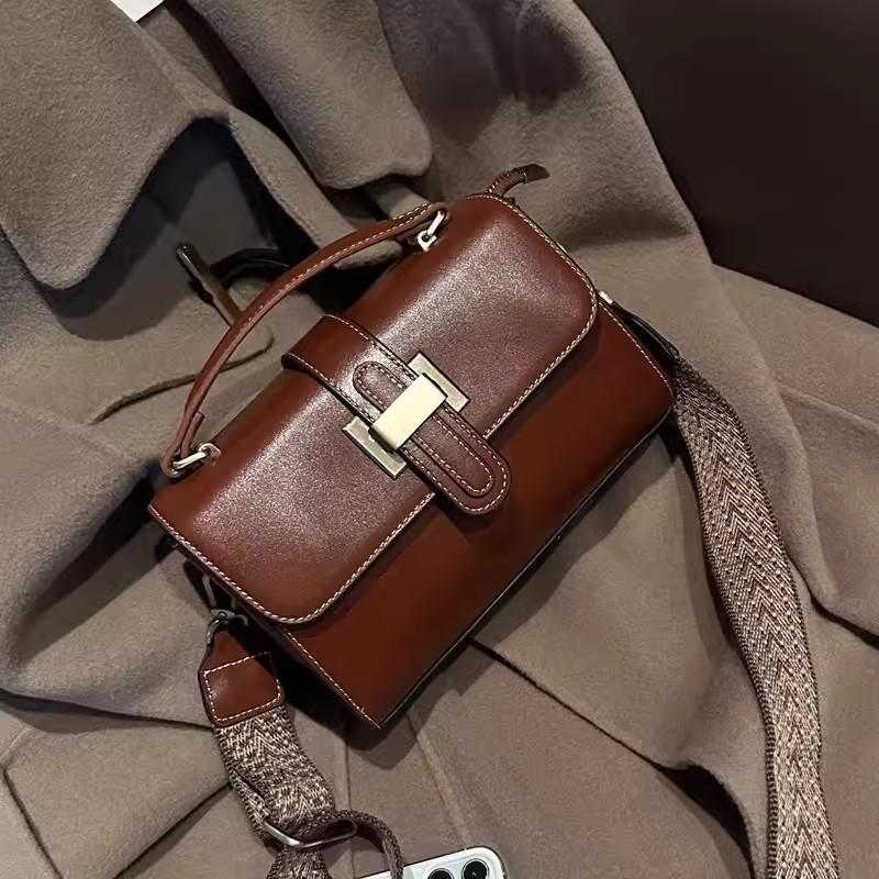 Genuine Leather Small Square Bag Women's Spring/Summer First Layer Cowhide Fashion All-match Messenger Bag Shoulder Crossbody Bag