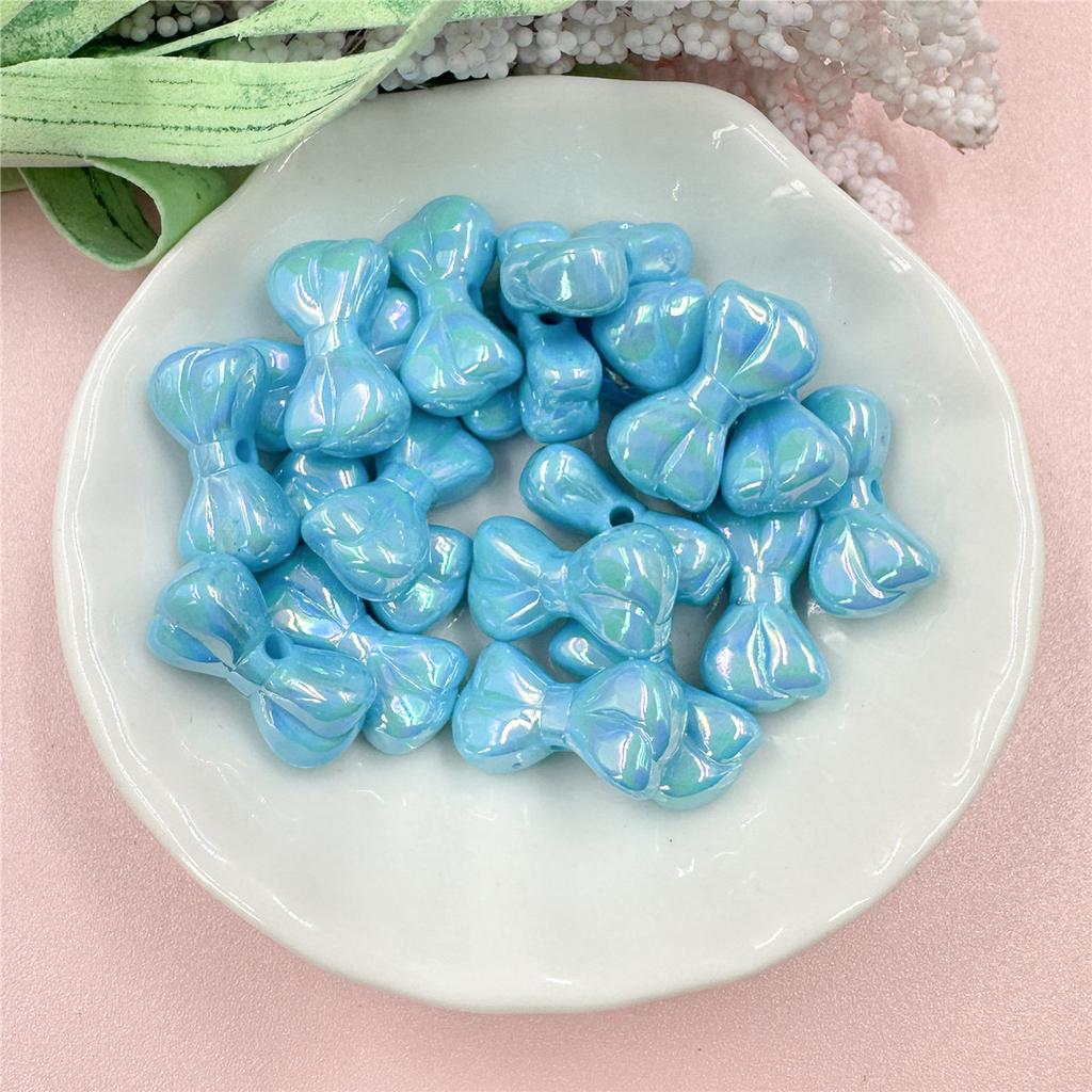 Креативные ослепительные акриловые маленькие бусины в виде банта, материал для самостоятельного изготовления бисера, подвеска, мода для браслета, 20 шт., брелок для изготовления ожерелья, 9,7*17,9 мм