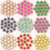 100pcs 12mm Resin Flower Round Pearl Flatback Crystals Nail Rhinestone Buttons Appliques Wedding DIY Scrapbook Craft Accessories