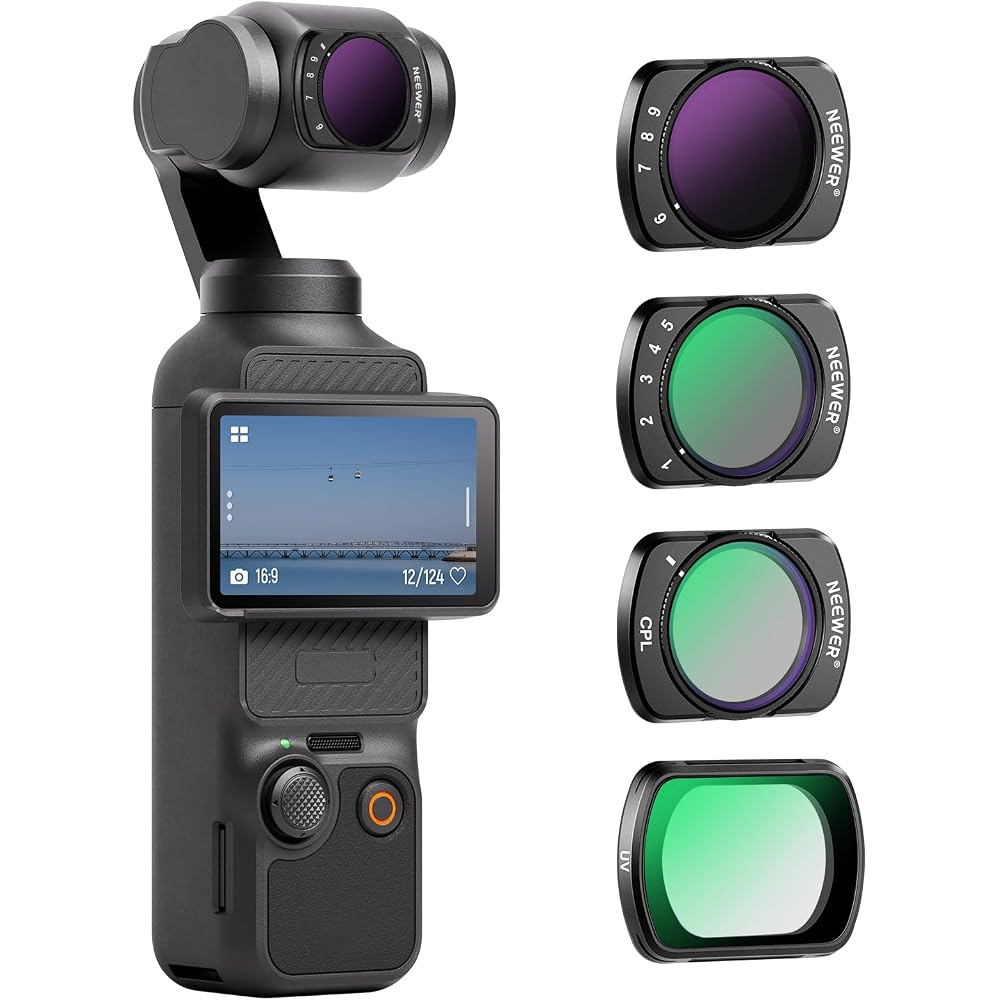 NEEWER Filter Set (4 filters) - Magnetic, Variable ND2-32 + ND64-512 + UV + CPL - Compatible with Osmo Pocket 3/Pocket 4/Xtra Muse - Action Camera Len