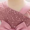 Baby Sequin Bow Dresses for Girl Christmas Fly Sleeves Wedding Party Princess Dress Kids Inafnt 1st Birthday Formal Gala Costume
