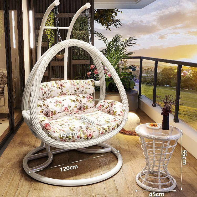Outdoor Courtyard Rocking Chair Set with Hanging Chair and Recliner