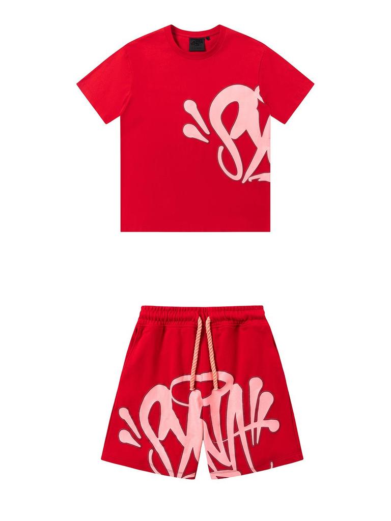 Летний хлопковый спортивный костюм Syna World: Свободная футболка с круглым вырезом и повседневные шорты