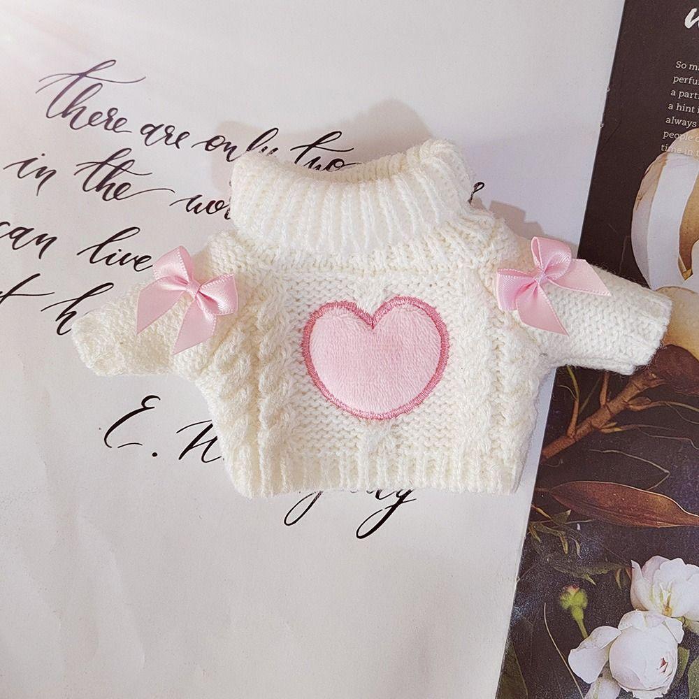 Playing House Cotton Stuffed Dolls Bowknot Knitwear Pink Heart Knitting Clothes 20cm Doll Sweater