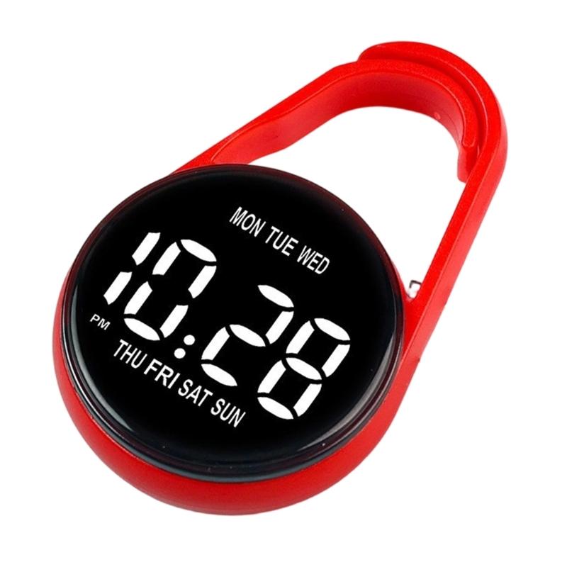 Touch Control Digital Pocket Watch Keychain Clip For Students Accurate Time LED Display Electronic Clock Accessories