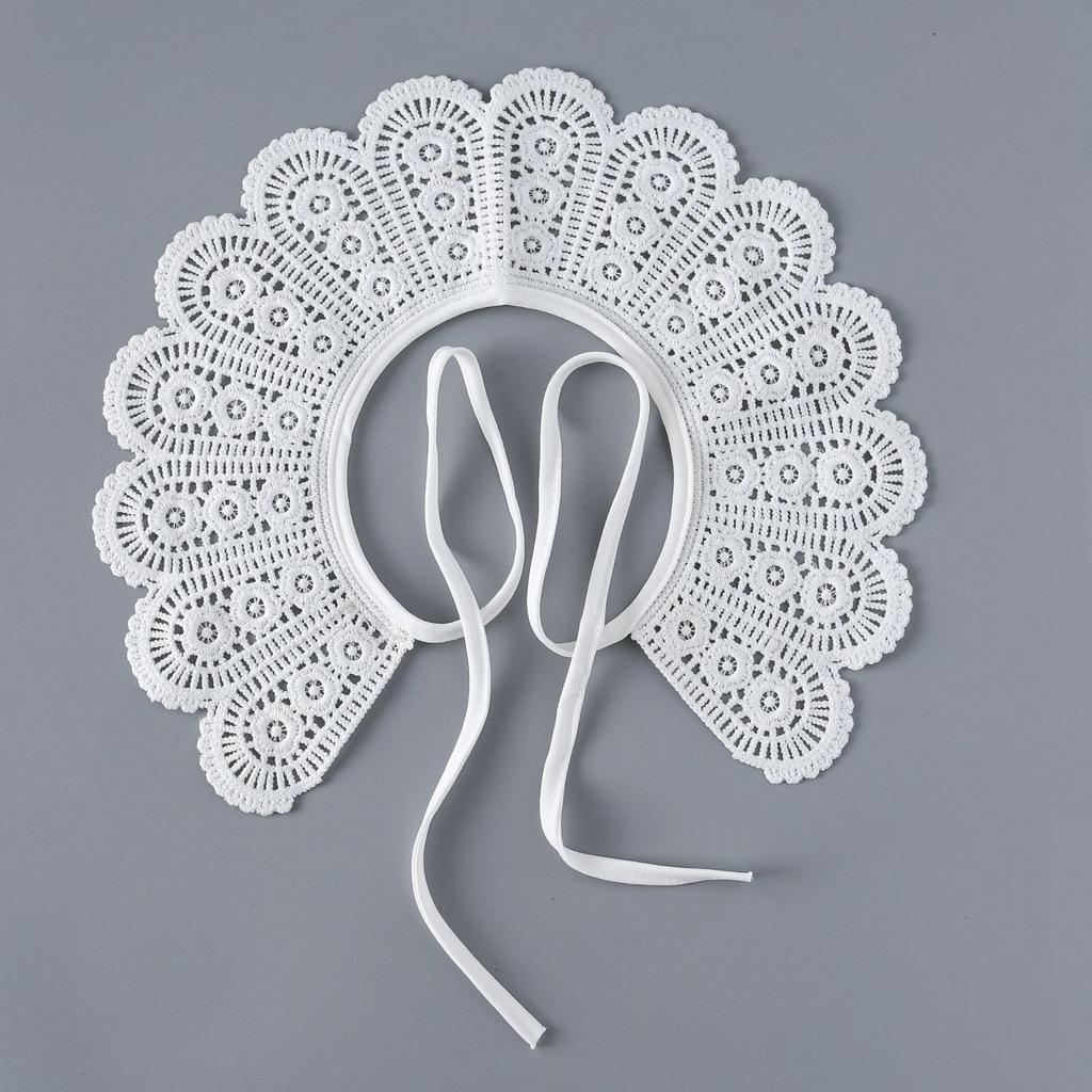 Sweet Shirt Fake Collar Shwal with Straps Women's Shirt Fake Collar Shawl Wrap Hollow Out Embroidery Vintage Short Capelet