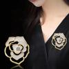 High-end Fashion Hollow Camellia Brooch Niche Design Light Luxury Versatile Blazer Pin with Accessories