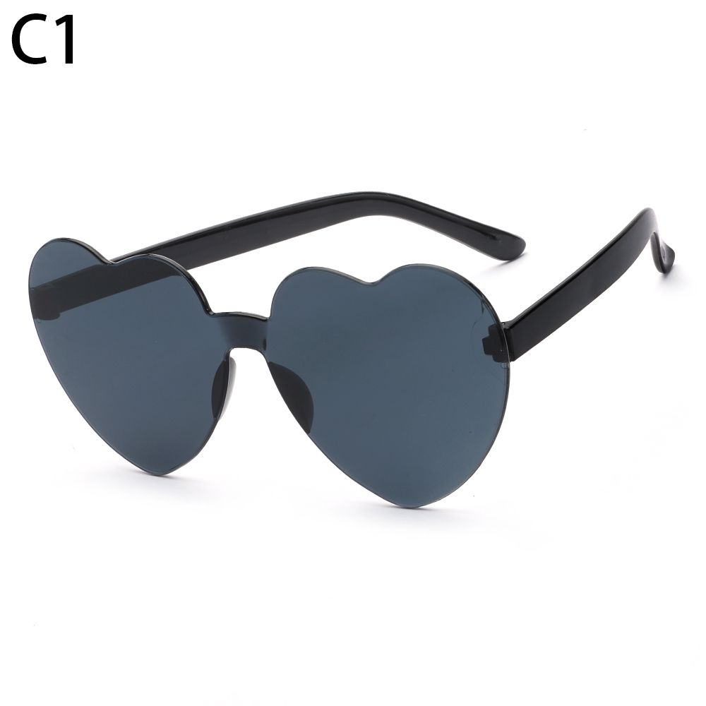 Accessories Trendy Candy Color Eyewear Heart Sunglasses Rimless Sunglasses for Women Heart Glasses