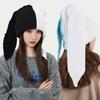 2 шт. 3D Шапка-бини с длинными кроличьими ушами, Женская вязаная шапка-бини с кроликом, Теплая зимняя вязаная крючком шапка-бини с кроликом, Пэчворк ( Черно-белый, Синий и