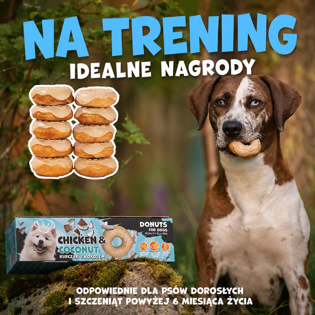Collagen Donut with Chicken and Coconut Dog Treat Uniq Pets 1 Pcs