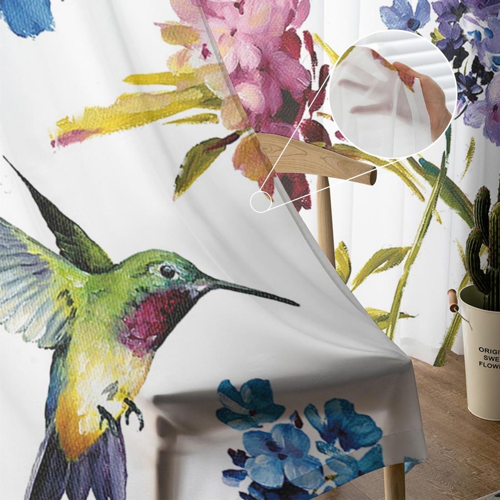 Винтажные цветы колибри гортензия прозрачные шторы для гостиной украшения оконные шторы кухонные тюль вуаль шторы