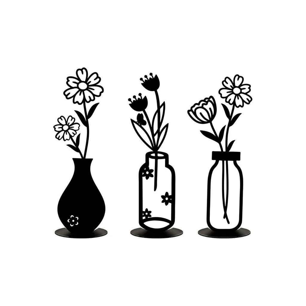 Cross Metal Art Vase Wall Hanging Decoration - Minimalist Flower Wall Decor