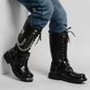 Fashion 2024 New Fashion Men Boots Trend Korean Style Motorcycle Boots Metal Decoration Platform Boots Men Comfortable Walking Shoes