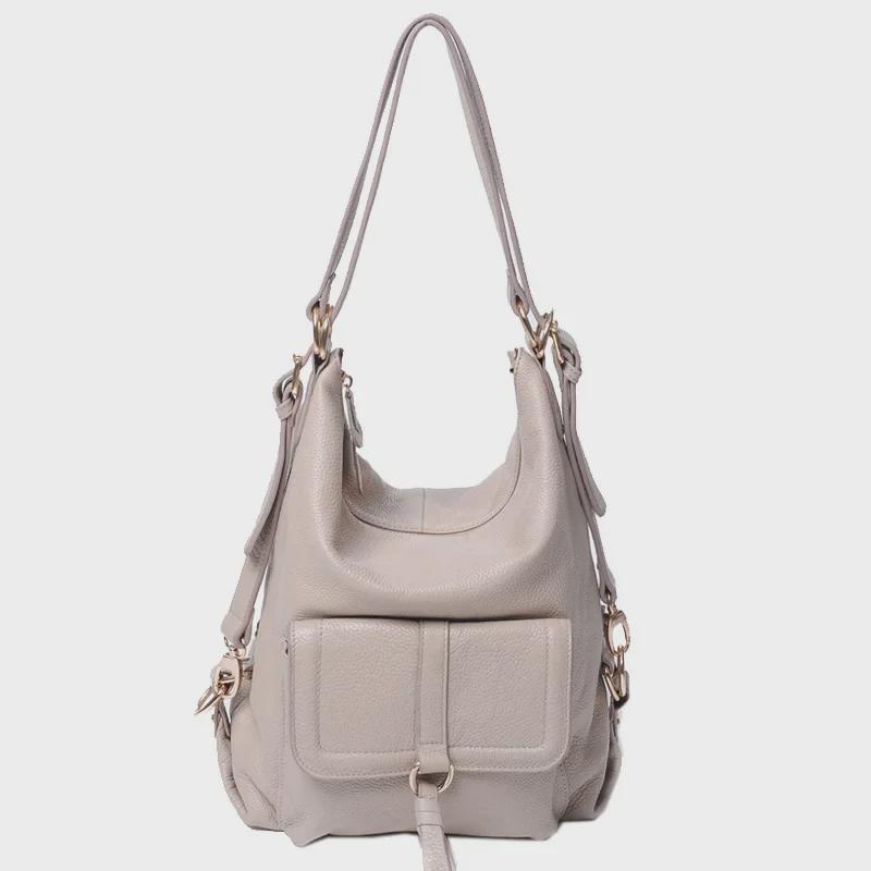 Женский ретро-рюкзак из натуральной кожи - 2025 г., корейский стиль, одно плечо, большая вместимость, первый слой из коровьей кожи