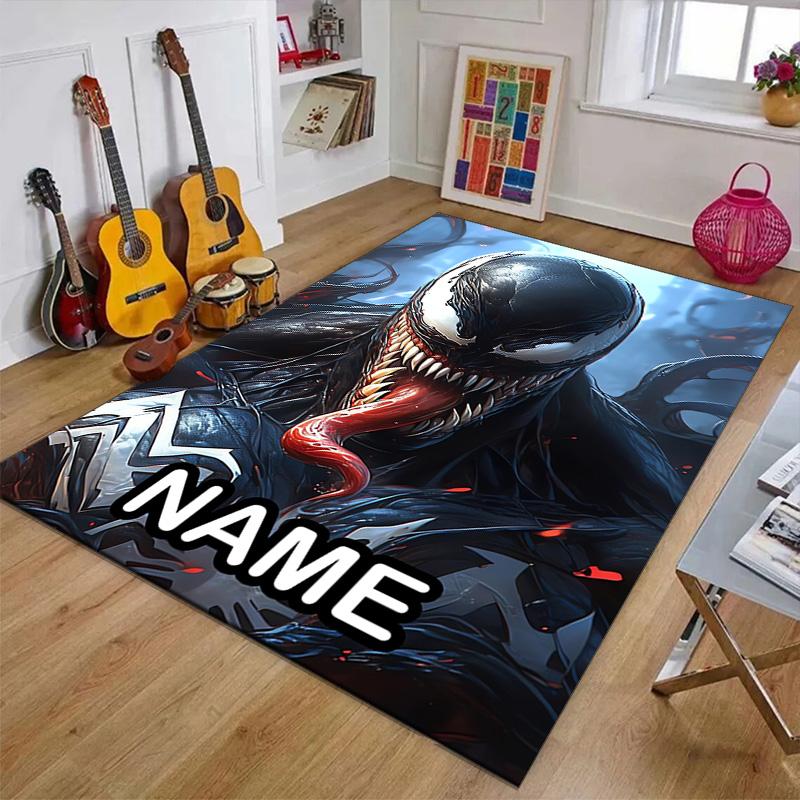 Custom Venom Mat Personalized Name, Polyester Washable Indoor Entryway Rug, Gift for Christmas, Easter, Thanksgiving Day