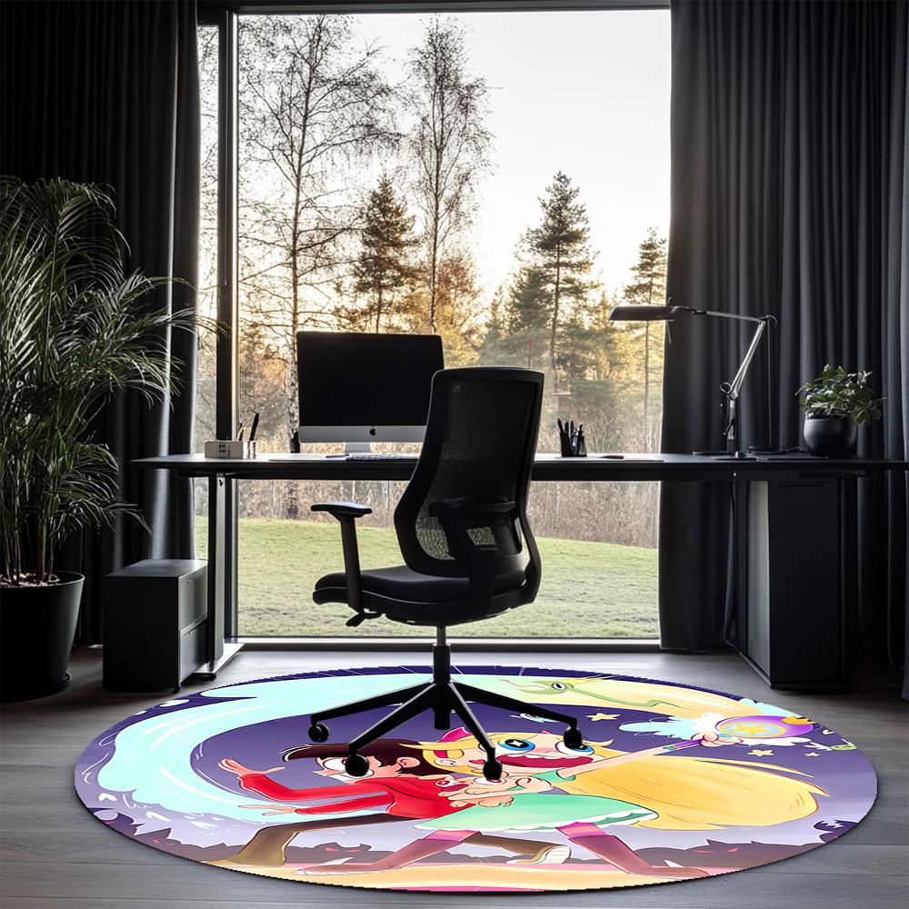 Star Butterfly Printed Round Rug Carpet Chair Rug Area Rug Entryway Doormats,for Office Chair Living Room Bedroom Kitchen Room.