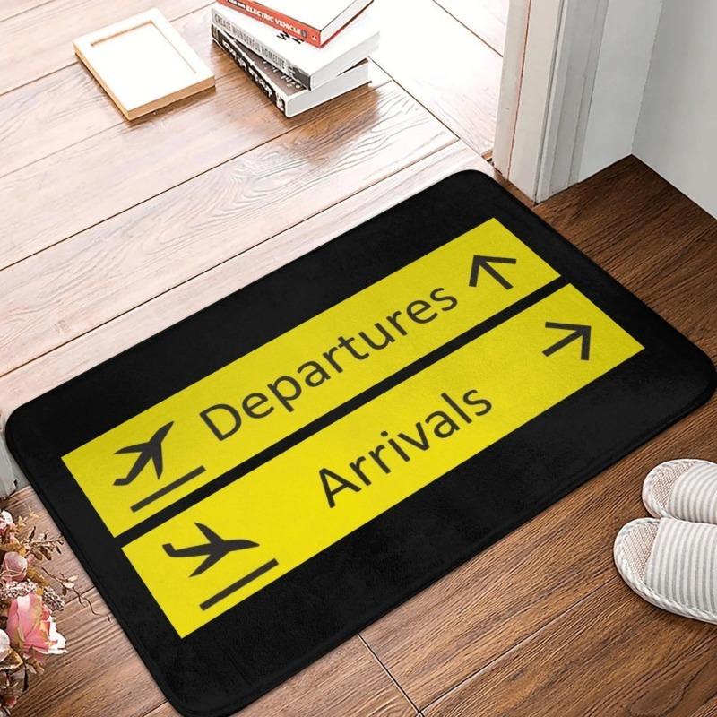 Aviation Departures Arrivals Doormat Flight Schedule Pattern Non-Slip Carpet Welcome Mat Floor Door Rug Entrance Carpet