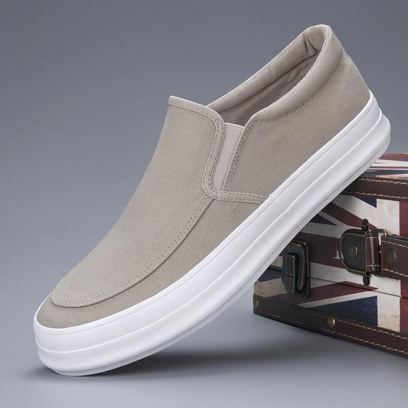 Весенняя мужская обувь в корейском стиле Модная обувь Дышащая парусиновая обувь Универсальная повседневная обувь Ленивая обувь Туфли на толстой подошве