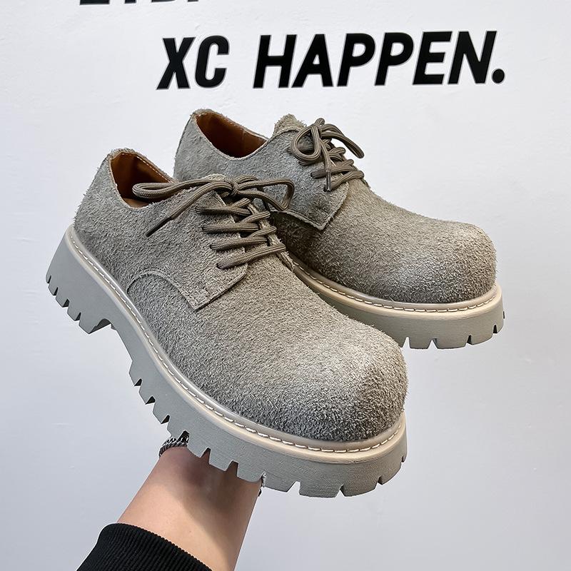 Men's Shoes New Niche Original Derby Shoes Men's Platform Heightening Couple Tooling Shoes Big Head Leather Shoes 1039-A