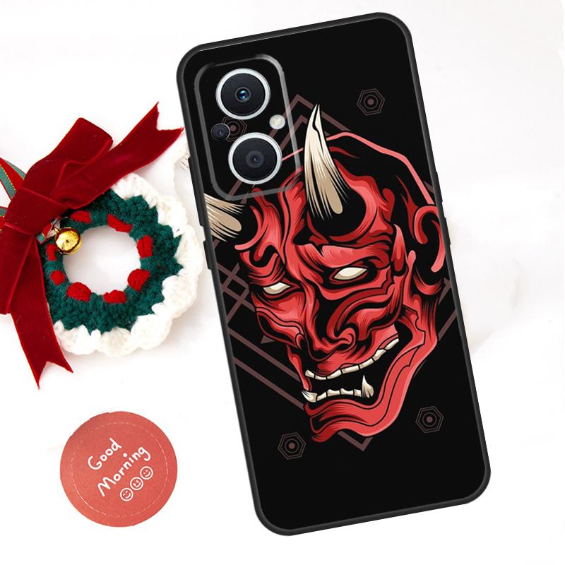 Чехол Самурайский Они Маска для OPPO Reno 14F 14 13 12 11 10 Pro 11F 12F 13F 7 8 Lite Чехол OPPO Find X8 X5 X9 Pro
