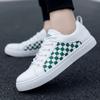 2025 New Grid Men Leather Board Shoes Summer Lightweight Breathable Flats Casual Shoes White Hot Sale Man Sneakers Tenis