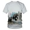 Summer Round Neck 3D Godzilla Pattern Printed Top Fashionable Casual Short Sleeved Children's Boy T-shirts
