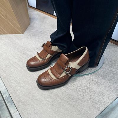 Версия из овчины~ Британский стиль, кожаные туфли-лоферы с бахромой, на толстой подошве, женские осенние, на плоской подошве, одинарные