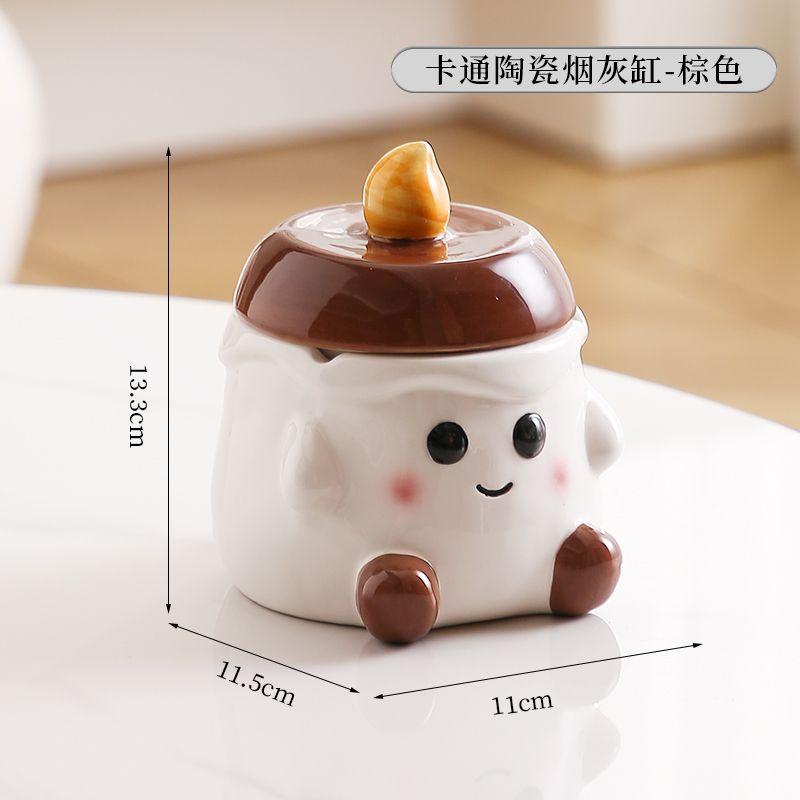 Modern Cute Elf Ceramic Ashtray with Lid Living Room Storage Ornaments Portable Home Car Ashtray Countertop Ornaments Decoration