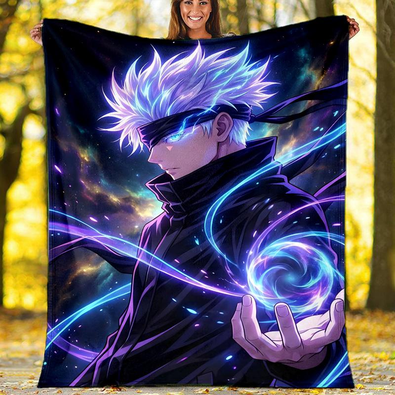 1pc Gojo Satoru Theme Blanket - Digital Print, Polyester, Cozy for All Seasons, Perfect for Outdoor, and Travel