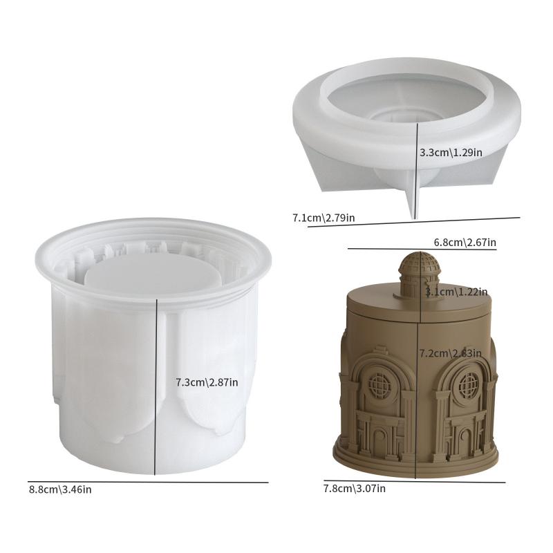 Building Storage Jar Silicone Mold With Lid 3D Concrete Casting Mold Diy Candle Flower Pot Making Supplies Craft Mold