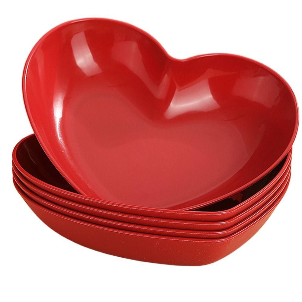 5/10Pcs Creative Love Fruit Plate Plastic Nut Love Plate Heart Spit Bone Dish  Home Decorative