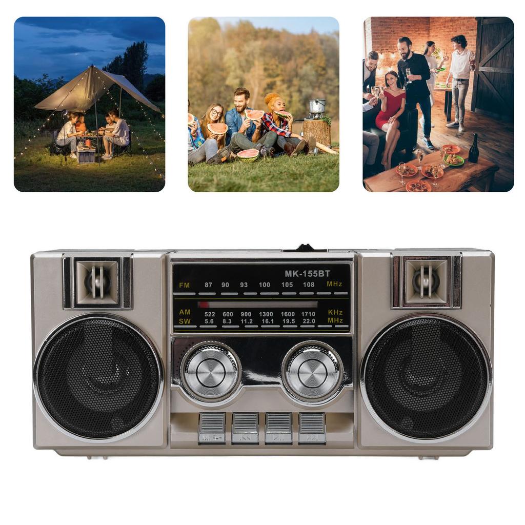 Portable FM AM SW Radio Full Band Clear Sound Quality Radio with RGB Speaker for Garden Bathroom