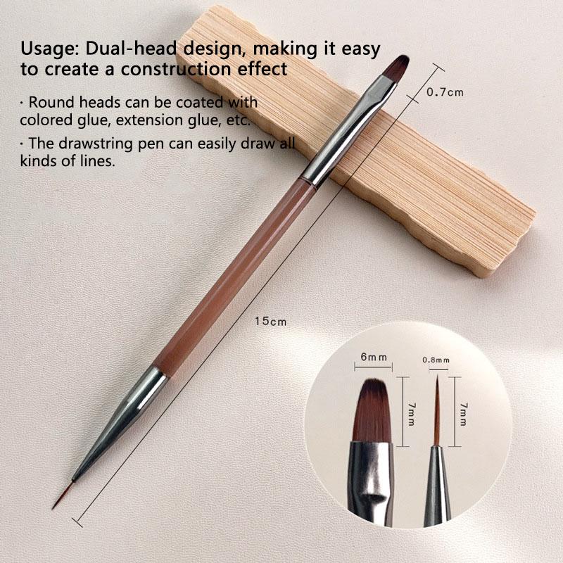 1pc Dual-Ended Nail Art Brush Extension Nail Gel Rhinestone Handle French Tip For Manicure Design Polish Gel Professional Pen