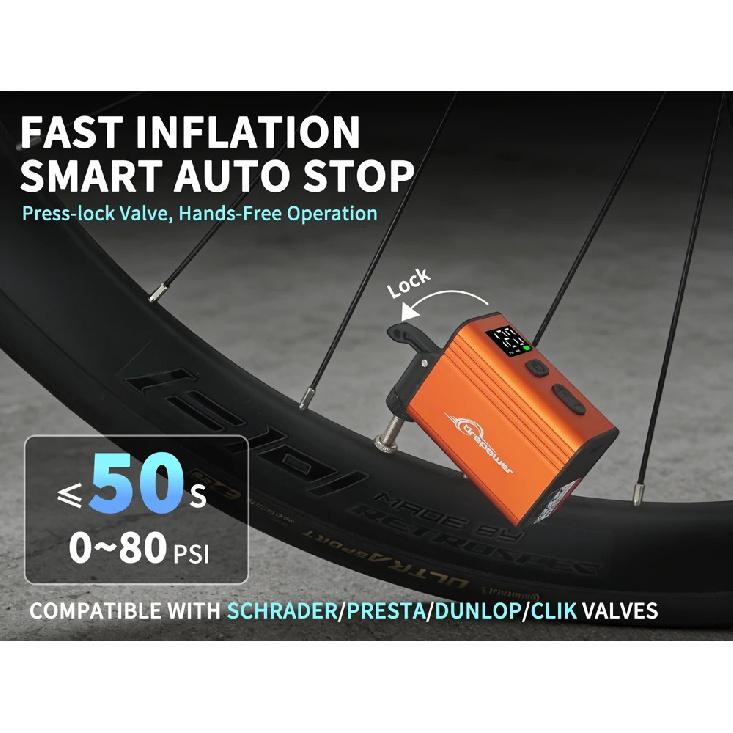 120 PSI Mini Electric Pump Portable Bicycle Cordless Air Inflator Presta Schrader Dunlop Clik Valve Cycling for MTB Road Bike