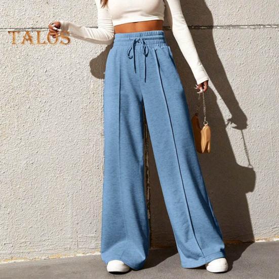Женские спортивные брюки с эластичной высокой талией, регулируемые на шнурке, однотонные, свободного кроя, длинные брюки для отдыха на открытом воздухе
