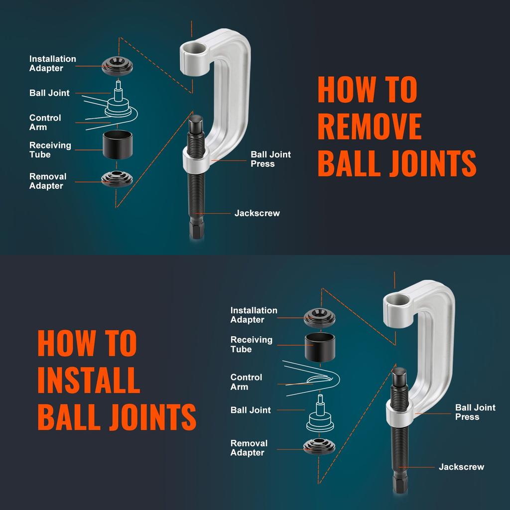 VEVOR Ball Joint Press Kit, 25 pcsTool Kit, C-press Ball joint Remove and Install Tools, for Most 2WD and 4WD Cars