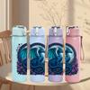 1PC Dark Blue Dragon Emblem 750ml Color Plastic Sports Water Bottle Leakproof Flip Straw Lid For Sports Office Home Use