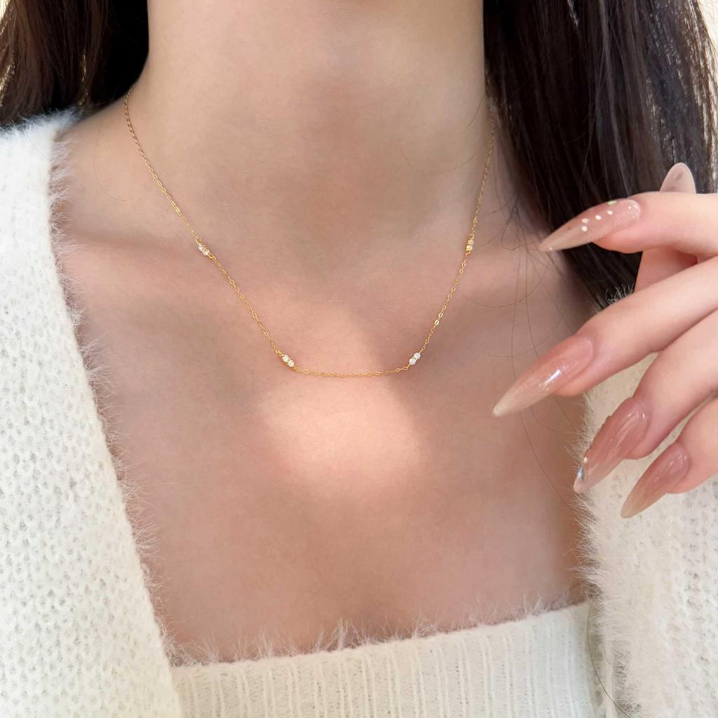 Посеребренная стерлинговым серебром 925 пробы 18K золотом подвеска в форме капли с цирконом для женщин, Минималистичная цепочка на ключицу