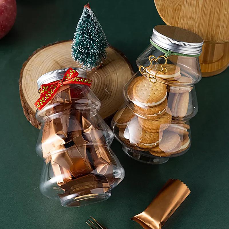 500Ml Christmas Tree Snowman Sweet Jar Candy Cookie Storage Box Juice Chocolate Gift Packing Diy Container New Year Decor Bottle