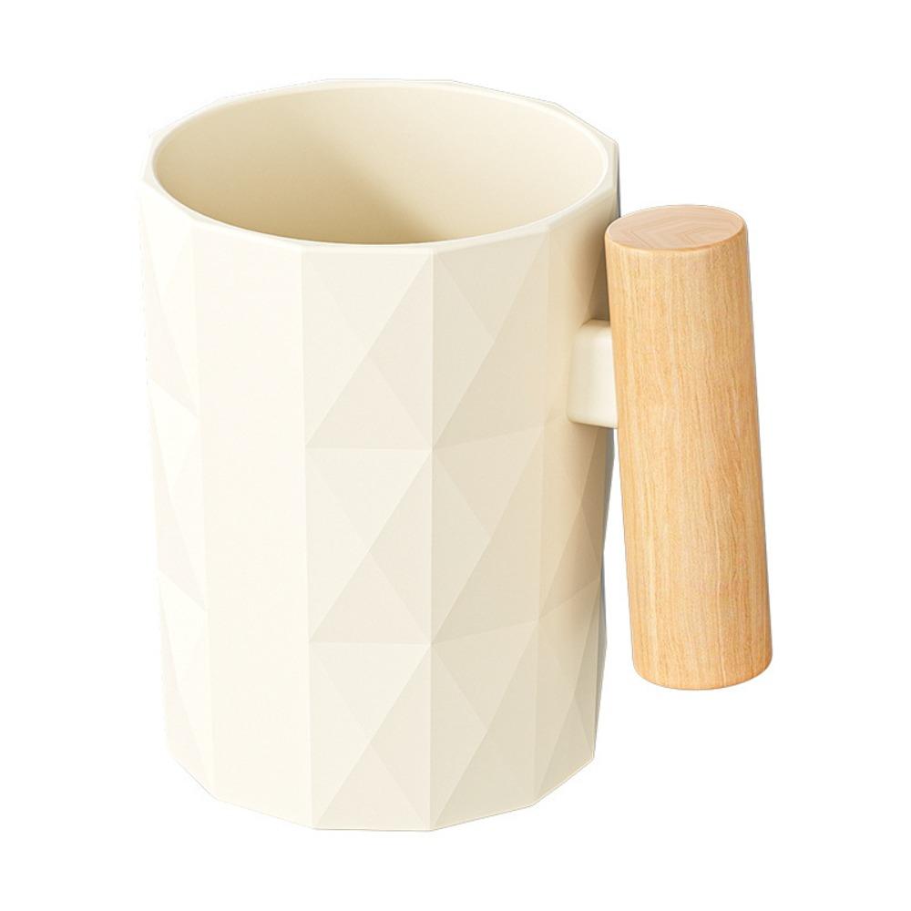 Simple Wooden Handle Bathroom Mouthwash Cup Nordic Style Reusable Toothbrush Holder Plastic Gift Toothpaste Storage Cup Toilet
