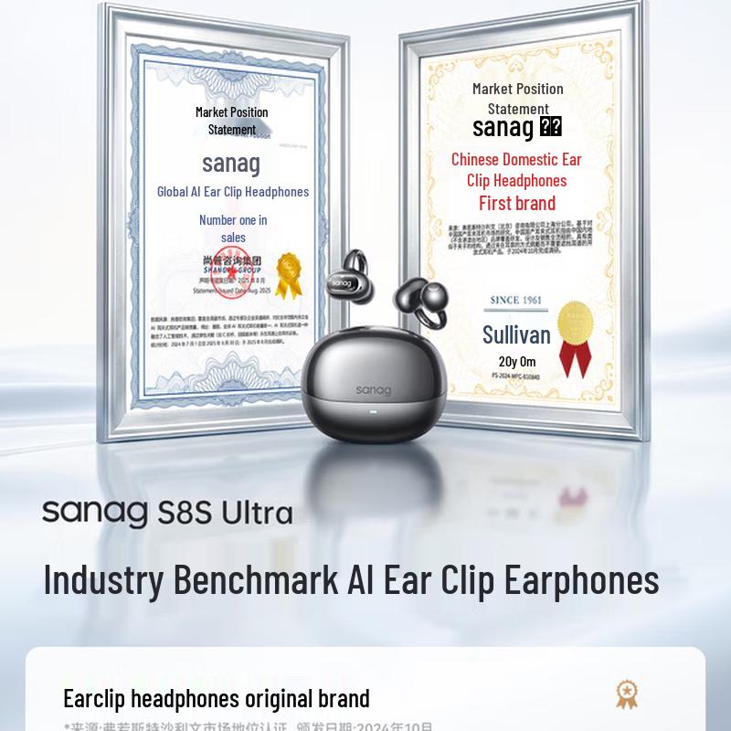 SANAG Bluetooth-гарнитура с открытыми ушами и ИИ-переводчиком