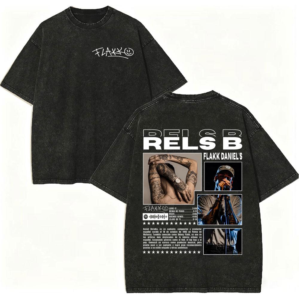 Vintage Washed Rapper Rels B Graphic T Shirts High Street Fashion Trend Short Sleeve Tshirt Unisex Casual Loose Cottontshirts