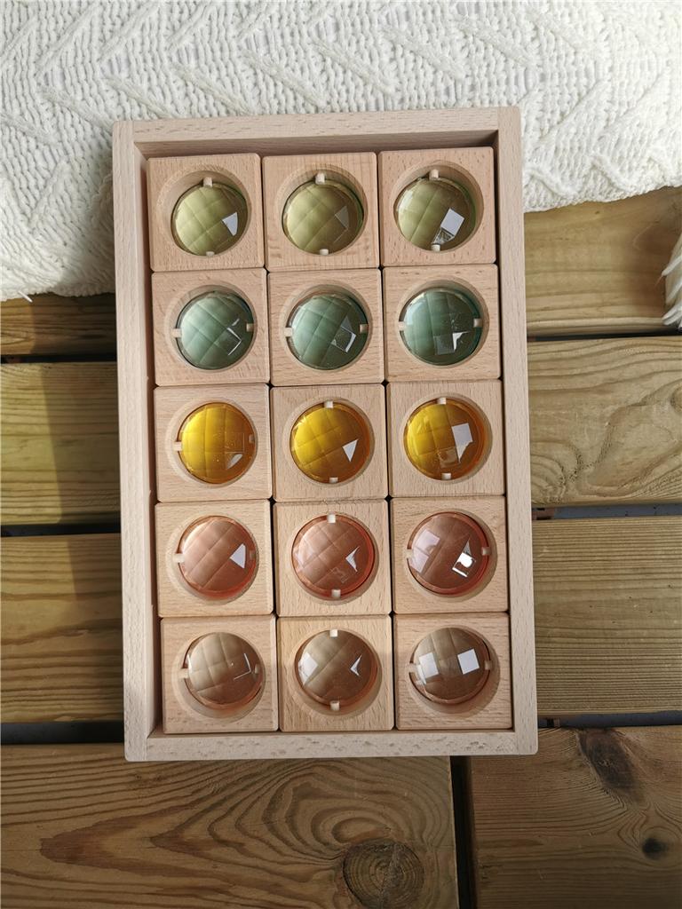 Kids Lucite Cube AcryllicCrylick Stacking Window Blocks Color Street Gems Stone Montessori Toys