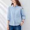 Синяя рубашка для женская с длинным рукавом весна и осень новый дизайн нишевая женская рубашка из чистого хлопка